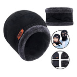 Touca Gorro + Cachecol Forrada Lã Inverno Unissex 