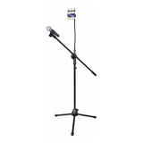 Pedestal Tripie Para Microfono Con Boom Y Base Porta Celular