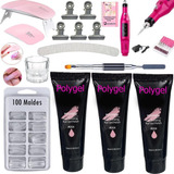 Kit Alongamento Polygel + Cabine Sun Mini Unha Gel Molde F1