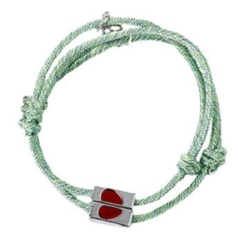 Pulsera Brazalete Novios Corazon Artesanal Verde Imán 2 En 1