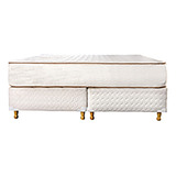 Sommier Colchón Queen Multiflex Resortes Reforzado Jacquard Color Beige