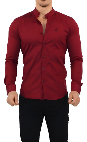 Camisas Cuello Mao John Leopard Slim Fit Colores Stretch | Meses sin interés