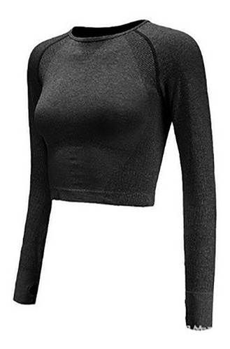 Chrleisure Mangas Largas Fitness Crop Tops Entrenamiento Muj