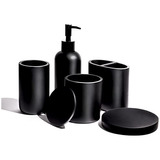 Premium Juego De Accesorios De Baño Negro Mate De 5 Pi...