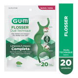 Gum Flossers Dual Technique 2 En 1 Hilo Dental Con Mango 20u