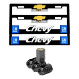 Par De Porta Placas Premium 3d Chevy Con Llavero O Tapones