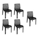 Combo 5 Sillas Sillon Perla Reforzado  Mascardi Negro