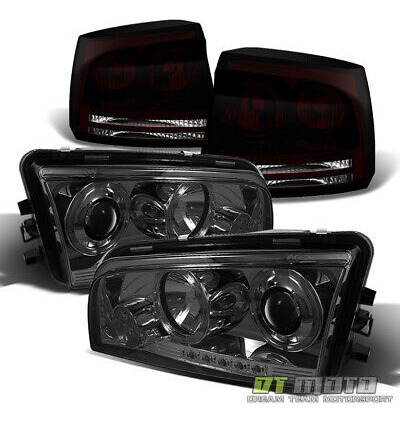 2006-2008 Dodge Charger Smoked Led Halo Headlights +dark Yyk