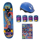 Skate Hot Wheels Azul Acessorios De Segurança F00106 Fun