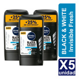 Nivea Barra Black & White Fresh Masculino 54g Pack X5 Unid
