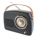 Radio Retro Vintage Con Parlante Portátil Batería Bluetooth Color Negro