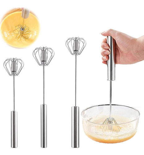 Batidor Globo Semiautomático Repostería Cocina Acero 3 Pieza