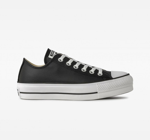 All Star Plataforma Couro Preto/branco Original Frete Grátis