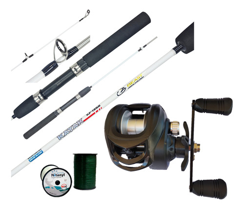 Combo Pesca Kayak Bait Reel Huevito Rotativ + Caña 1.35m 2tr