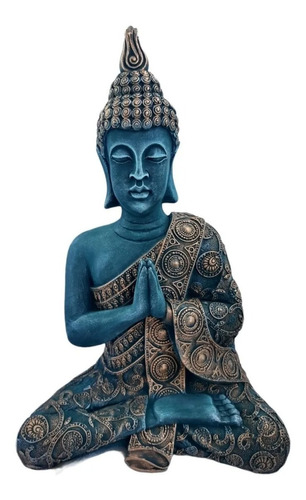 Estatueta Buda Hindu Grande 38cm Linda Pintura Realçada 