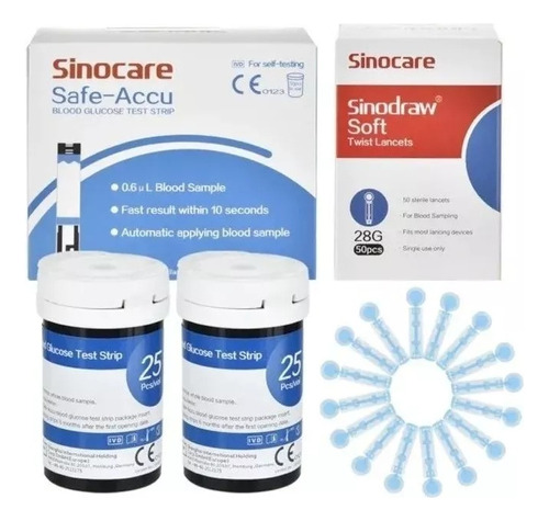 50 Tiras Y 50 Lancetas Glucometro Sinocare