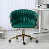 Modern Design Comfy Velvet Vanity Wheels,the Backrest Is Han