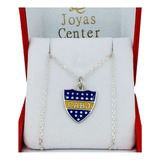 Conjunto Escudo Boca Junior Plata 925 Cadena Forcet A3c