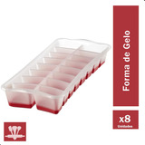 Kit Forma Gelo 8un Fundo Silicone Flexível 12 Cubos Sanremo