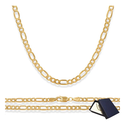 Cadena Oro 14k Kilates Figaro 65cm 4.5mm Gruesa Hombre Oro 14k Cadena Oro Italiano Italy Hombre Mujer Gruesa Oro 14k Tejido Figaro Oro Estuche Regalo Regalo Novio Novia Oro Aniversario 14k 14 Quilates | Envío gratis