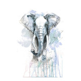 Elefante Azul Tipo Acuarela, Cuadro Decorativo Lienzo Canvas