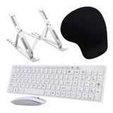 Suporte Notebook + Teclado E Mouse S/ Fio + Mouse Pad Apoio