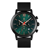 Reloj Hombre Seger 9203 Original Eeuu Elegante Sport Casual Color De La Malla Negro Color Del Fondo Verde