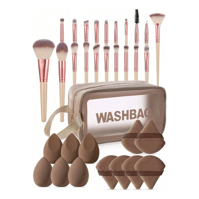 20 Brochas De Maquillaje, 12 Herramientas De Maquillaje Y 1 Marrón