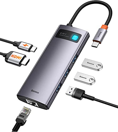 Hub Usb C 6 En 1 Baseus, Adaptador De Hub Tipo C A Hdmi De 4