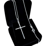 Corrente Cordão Crucifixo Cruz Masculino Prata Pura 925