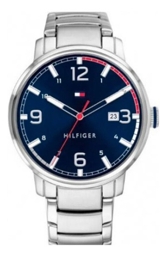 Reloj Tommy Hilfiger Hombre Thess 1791754 Color De La Malla Plateado Color Del Bisel Plateado Color Del Fondo Azul