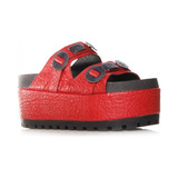 Sandalias Plataformas Cuero Ricky Sarkany Mex Rojo 38