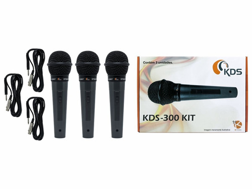 Kit 3 Microfone Profissional Dinâmico Com Fio Kds-300 Kadosh