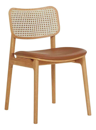 Cadeira Para Mesa De Jantar Madeira Maciça Rattan Kit 2 Unid