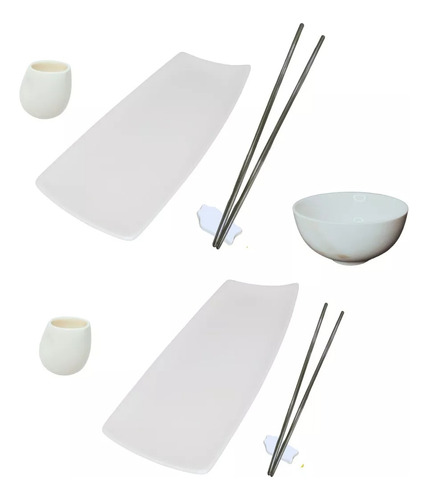 Set Sushi Ceramica Plato Palillos Sake Salsero X9pz Bazar