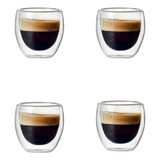 Set X4 Vasos Doble Pared De Vidrio 80 Ml Aston Cafe Bebidas