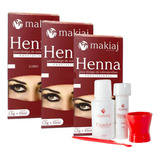 Henna Sobrancelha Com Fixador E Pá - Coloração Makiaj 3 Unid