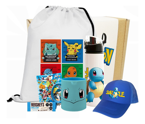 Caja De Regalo Squirtle/gorra Pokemon/botella/mug Color