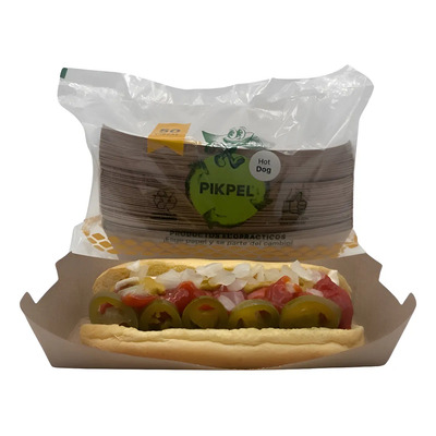 Charola Hot Dog Pikpel 750 Piezas Carton Desechable Biodeg. Marrón Claro | Envío gratis