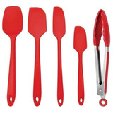 Espátula E Pegador Silicone Vermelho 28,5cm - Jogo Cozinha