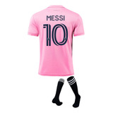 Camiseta Infantil Número 10 Traje Rosa Con Calcetines