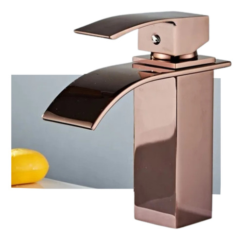 Torneira Cascata Banheiro Lavabo Monocomando Rose Gold Luxo