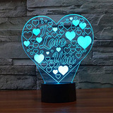 Lámpara Nocturna Led Acrílica Love 3 D