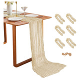 6pcs 10ft Cheesecloth Table Runners,120 Inch Beige Chee...