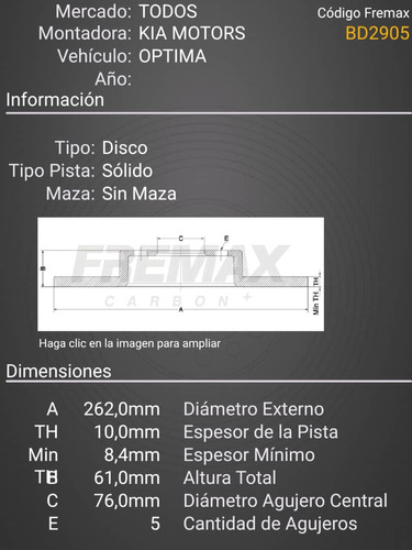 Disco De Freno Kia Sportage Hyundai Tupson  Foto 3