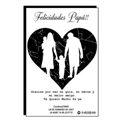 Cuadro Regalo Dia Del Padre Silueta Personalizado Bastidor Negro