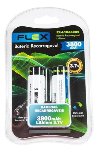 2 Baterias Pilhas Recarregável 18650 3,7v 3800mah Flex