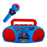 Boom Box Infantil Karaoke Homem-aranha Com Microfone