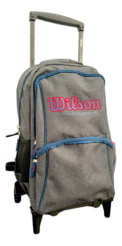 Mochila Wilson Carro Grande Escolar Reforzada 3 Ruedas Color Gris 65.21060 Diseño De La Tela Liso