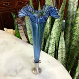 Antigo Vaso Floreiro Art Nouveau Wmf Com Murano Crespo Azul